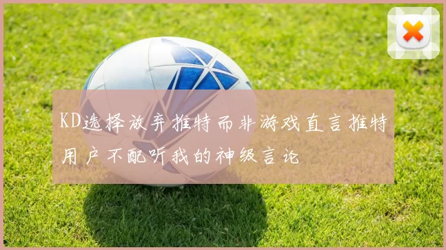 KD选择放弃推特而非游戏直言推特用户不配听我的神级言论